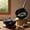 9.45 Inch with glass cover, variant on 9.45 Inch Uncoated Japanese Iron Frying Pan with Wooden Lid, Round Bottom Small Stir Fry Wok, Natural Iron Skillet Compatible with Induction & Gas Stoves, Durable Uncoated Home Kitchen Cookware