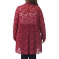 thumbnail image 3 of Agnes Orinda Plus Size Lace Cardigan for Women Ruffle Cardigans Open Front Long Sleeve Sheer Lace Crochet Cover Up 1X Burgundy, 3 of 5