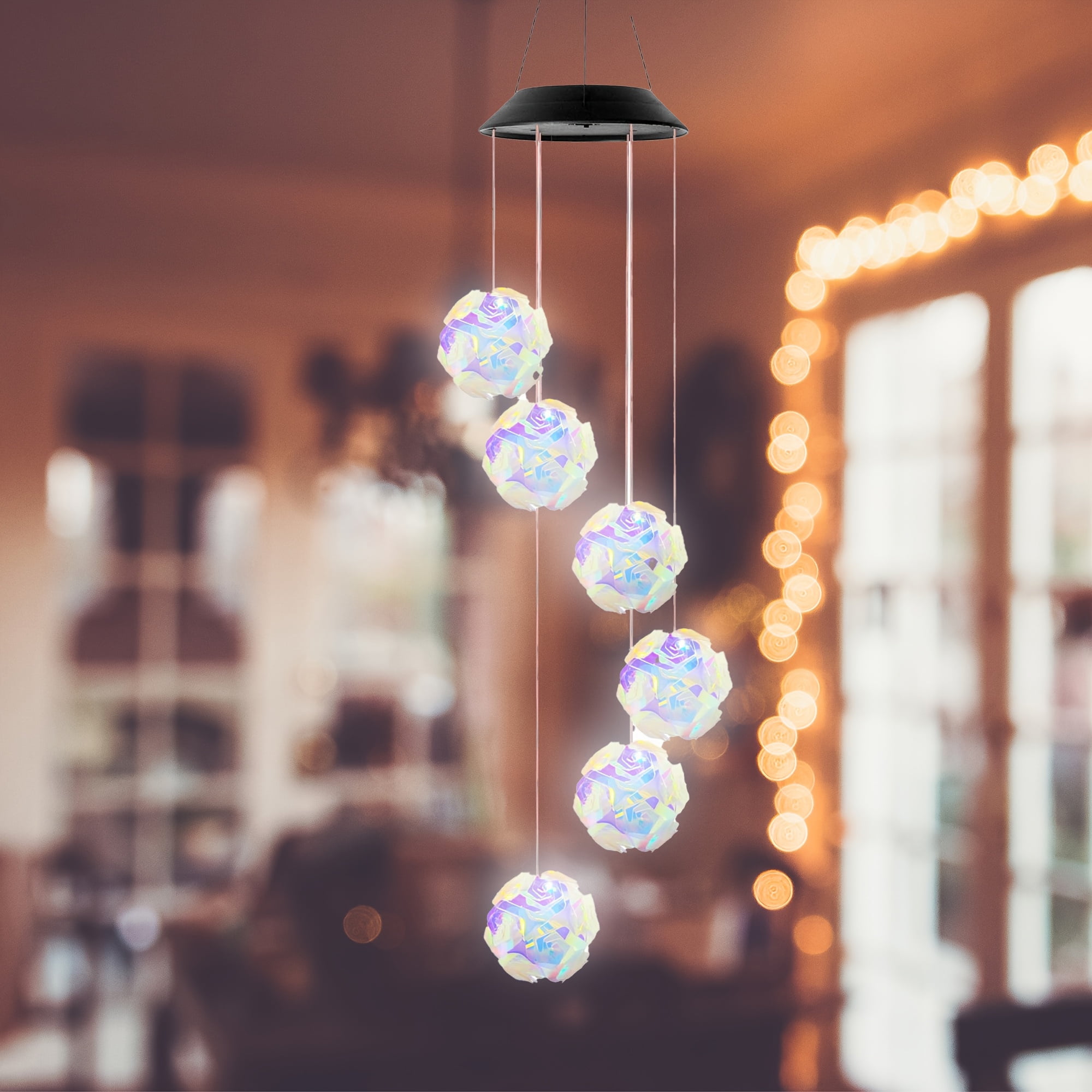 2 Solar-Powered Color-Changing Wind Chime Light - Touch Control, Plastic, Detachable Chandelier for Outdoor Garden or Patio Decor, Wind Chimes for Garden Decor