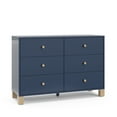 thumbnail image 3 of Storkcraft California 6 Drawer Nursery Wood Double Dresser, Midnight Blue with Driftwood, 3 of 14