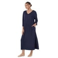 thumbnail image 3 of Aria Women's Sweater Knit 3/4 Sleeve V-Neck Lounger Nightgown with Pockets, Sizes XS to 5X, 3 of 5