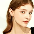 thumbnail image 3 of Lancharmed Women's Earrings White Zirconium Dangle 14K Gold Plated Earring Gifts for Women, 3 of 7