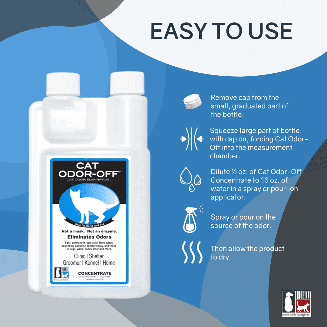 THORNELL Cat Odor-Off Concentrate Pet Smell Odor Eliminator – Cat Odor Eliminator Concentrate for Pet Urine Odor, Tomcat Spray for Cat Urine Smell, Feces on Carpet & Litter Boxes – Original Scent 16oz