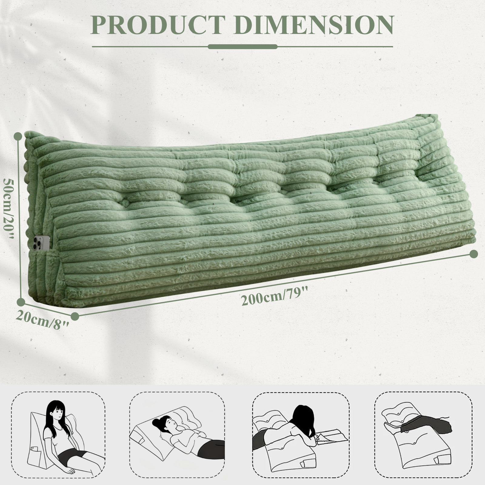 ANMINY Plush Headboard Pillow - 320 GSM Soft Fleece, High Elastic Pearl Cotton Filling, Versatile Sofa Backrest & Leg Pillow, Perfect Christmas/Housewarming Gift