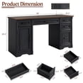 thumbnail image 2 of Aphthongs 58" W Wood Executive Desk, Farmhouse Home Office Desk w/ File Drawer & Charging Station, Rustic Writing Desk Study Table Elegant Computer Desk with Storage, Black, 2 of 11