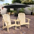 thumbnail image 2 of Double Wooden Chair Ensemble, Fire Pit Chairs With Rustic Look & Umbrella Hole, Deck Lawn Pool Chairs, Construction Two Assembly, Patio Built-in Storage Seating, Practical, 2 of 5