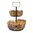 J Miles UHFB262 TwoTiered Standing Fruit Basket with Handle Double