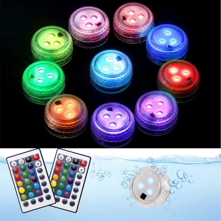 Submersible Lights, Waterproof Submersible LED Lights with Remote, RGB ...