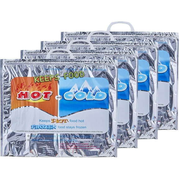 Superio Hot and Cold Insulated Bags for Food Delivery, Grocery Shopping Bags, Food Storage for Hot and Frozen Food for Travel, Disposable Cooler Bag, Reinforced Thermal Lunch Bag (4, 19"x5.5"x15.5")