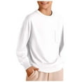 thumbnail image 1 of Pandaie Garçons Enfants T-Shirts à Manches Longues Col Ras du Cou Hauts Décontractés Mode Ado T-Shirt Basique Vêtements avec Poche Poitrine Blanc 5-6 Ans, 1 of 6
