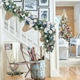 thumbnail image 4 of Briful 6" Christmas Garland for Front Door Artificial Winter Garland with Pine Cones, Berry Clusters Blue Ball Ornaments and Ribbons for Thanksgiving Holiday Christmas Decoration, 4 of 6