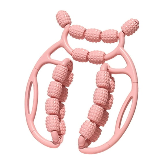 Dualoai 20 Wheel Fascia Relax Roller Massage Roller Elastic Bracket 360 Degree Deep Tissue Massage Tool for Exercise Arms Calf pink