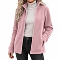 thumbnail image 2 of Maqroz Womens Winter Coats Polar Fleece Jacket Long Sleeve Zip Up Stand Collar Warm Outerwear with Pockets Pink,M, 2 of 5