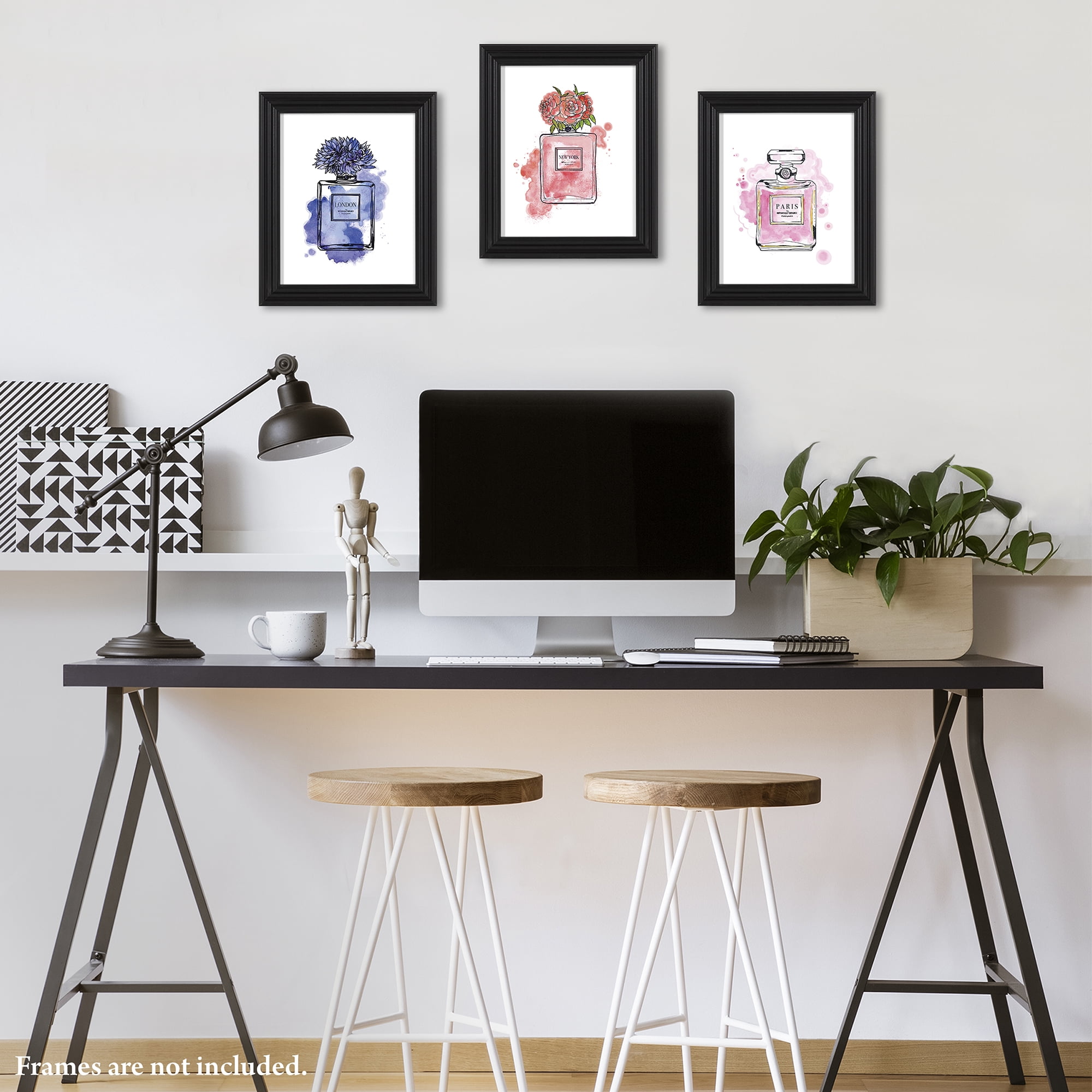 (2 pack) DesignOvation Perfume Unframed Art Prints 8” x 10” Set of 3 by Viola Kreczmer