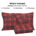 thumbnail image 6 of RUVANTI Flannel Sheets Twin Size - 100% Cotton Double Brushed Twin Sheets Set, Deep Pockets 16 Inches, All Seasons Breathable & Extra Soft Bed Sheets, Warm & Cozy, 3 Piece, Red Plaid, 6 of 8