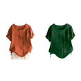 thumbnail image 1 of (2-Pack) Rinsvye Women's Solid Color Round Basics Long Sleeved T Shirt Women Neck Raglan Sleeve Hem T Neck Tops for Women Slit Loose Short Sleeve Fall Tees for Women Button Decoration Casual Tops T, 1 of 3