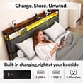 thumbnail image 4 of Furnibear LED Queen Bed Frame with Upholstered Storage Headboard and Drawers, LED Platform Bed with Charging Station, No Box Spring Needed, 4 of 10