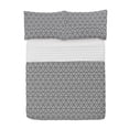 thumbnail image 1 of Geometric Microfiber Bedspread Set, Repeating Pattern of Intricate Symmetric Triangles in Greyscale Tones Print, Soft Bedding Set with Pillow Shams & Comforter, 3 Sizes, Grey and White, by Ambesonne, 1 of 1