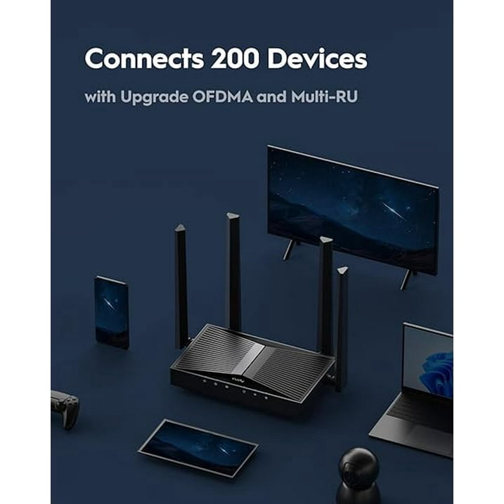 Cudy - BE3600 Dual-Band Wi-Fi 7 Router, Lightning-Fast Speeds, 2.5G Multi-Gig Connectivity, Far-Reaching Coverage, Smooth and Stable, WR3600H - Black
