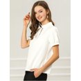 thumbnail image 2 of Camisa de Oficina Elegante Allegra K Con Mangas Abullonadas y Cuello Alto Para Mujer Blanco M, 2 of 6