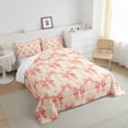 thumbnail image 3 of jejeloiu Cute Bowknot Heart Bedding Comforter Set,Ribbon Bow Twin Comforter Sets,Orange Beige Boetie Bedding Set For Girls,Super Cozy Bedroom Decor Reversible,2 Pieces, 3 of 8