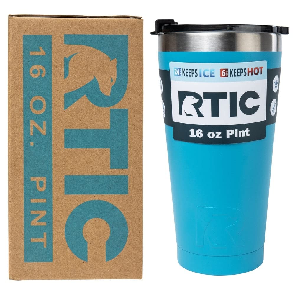 RTIC Pint 16 oz Insulated Tumbler Stainless Steel Metal Coffee, Frozen  Cocktail, Drink, Tea Travel Cup with Lid, Spill Proof, Hot and Cold,  Portable Thermal Mug for Car, Camping, Olive 