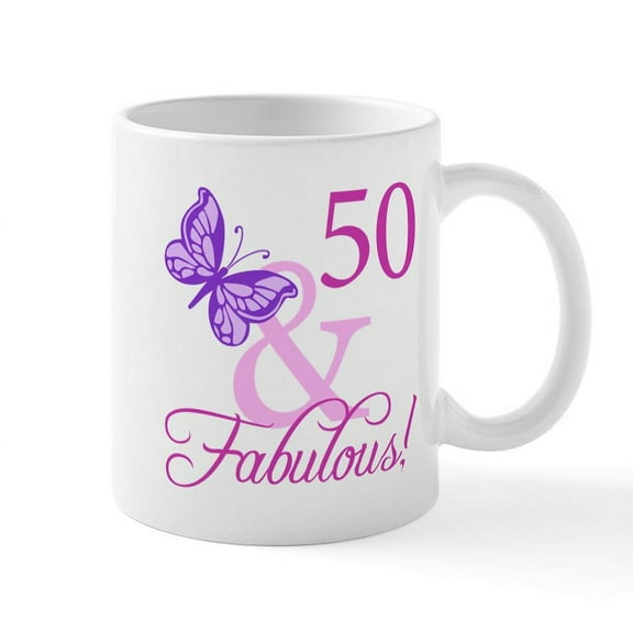 CafePress - Fabulous 50Th Birthday Mug - 11 oz Ceramic Mug - Novelty Coffee Tea Cup