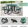 thumbnail image 5 of Bstjewey 46" Weatherproof Round Steel Picnic Table with 4 Bench,Green, 5 of 9