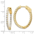 thumbnail image 3 of Real 14kt Yellow Gold Diamond Oval Hoop With Safety Clasp Earrings; for Adults and Teens; for Women and Men, 3 of 3