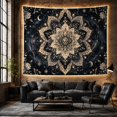 thumbnail image 6 of Mandala with Crescent Moons Against a Starry Night Sky, Mystical Celestial for Boho Decor Lovers, Cosmic Wall Art Decor, Housewarming Gift, Tapestry Wall Hanging for Living Room and Dorm, 6 of 7