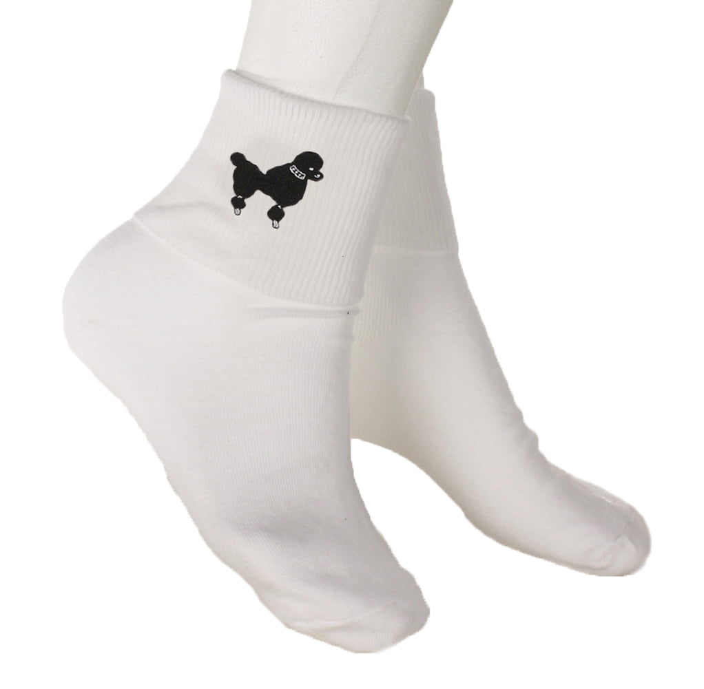 Poodle Socks w Black Poodle Adult Size 9/11 Hey Viv 50s Style Bobby