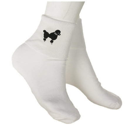 Poodle Socks w Black Poodle - Adult Size 9/11 - Hey Viv 50s Style Bobby Socks