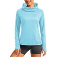 thumbnail image 3 of QATAINLAV Women's UPF 50+ Sun Protection Hoodie with Face Mask Summer Lightweight Outdoor UV Rash Guard Thumb Holes Long Sleeve Hiking SPF Shirts Light Blue XL, 3 of 7