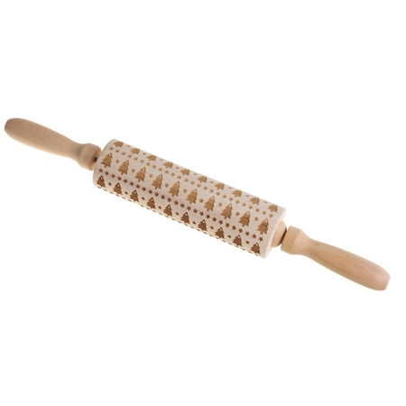 

Engraved Rolling Pins for Baking | Christmas Embossed Pizza Wooden Rolling Pins | DIY Christmas Trees Stars Patterned Rollers Kitchen Baking Tools for Kids Adults