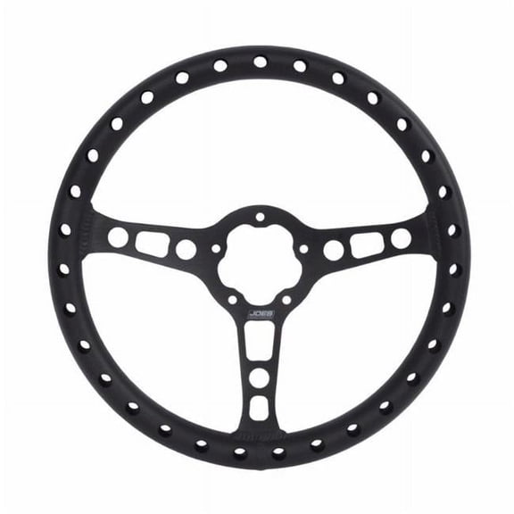 JOES Racing Products 13450 13 in. Dia. 3 Spoke Flat Steering Wheel, Black Anodize