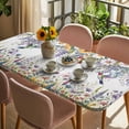 thumbnail image 3 of Watercolor Floral Table Cloths for 4 Foot Rectangle Tables, Spring Daisy Sunflowers Wisteria Hummingbird Patio Waterproof Elastic Fitted Tablecloths, Washable Rectangular Table Cover for Camping, 3 of 8