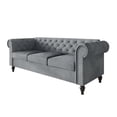 thumbnail image 2 of Home Design Kelso Velvet Rolled Arm Sofa with Deep Button Tufting, Nailhead Trim and Turned Legs, Gray, 2 of 6