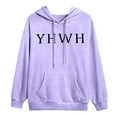 thumbnail image 4 of MHFRRA Sudadera con Capucha de Temática Cómoda para Un Jersey Informal, Ropa de Calle Suave, Ajuste Relajado, Suéter de Cuello Redondo con Diseño de Capucha Púrpura claro, 4 of 5