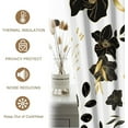 thumbnail image 3 of Black Flower Flower Blackout Curtains For Bedroom/Living Room,2 Panels Sets Window Curtain,Gold Black Floral Thermal Insulated Printed Curtains With Grommet 42"W x 96"L (Pack of 2), 3 of 6