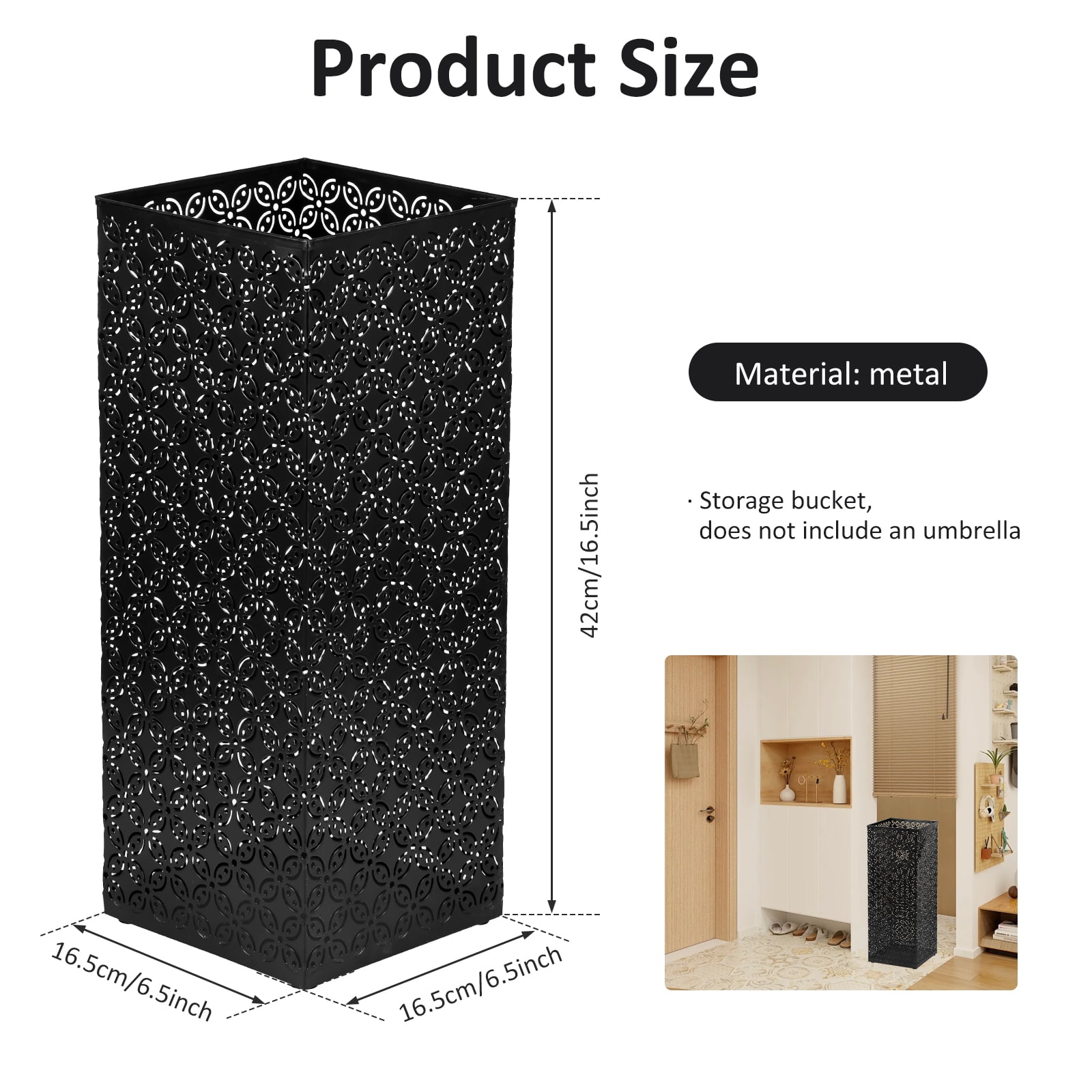 Metal Umbrella Holder Square Umbrella Stand Iron Umbrella Bucket Sturdy Umbrella Stand Stable Umbrella Bucket Large Storage Space Umbrella Stand Suitable for Umbrellas