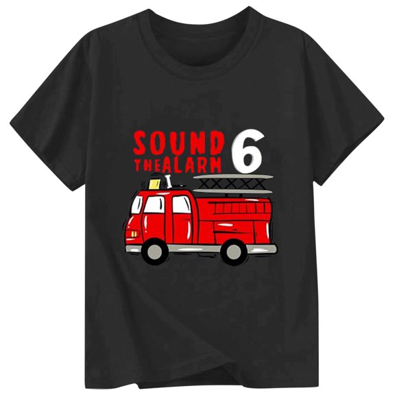 JCCXIN Toddler Baby Tee Boys Short Sleeve Birthday Tees Cartoon Car Graphic Letter Print Crew Neck Loose Fit Outdoor Sports School Days Summer Casual Daily Wear Sweet Beach Tops,Black,1-2 Years