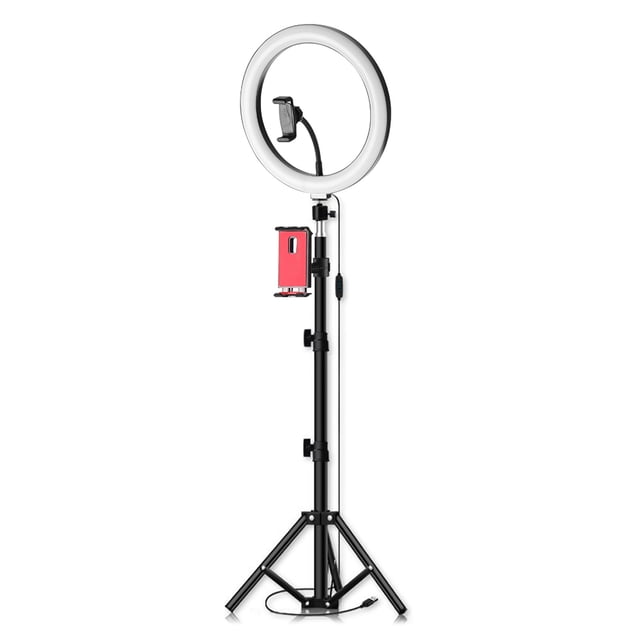 Lámpara de fotografía 26cm / 10inch inch LED Ring Light 3 colores 10 niveles Regulable 3200-5600K Temperatura de color con trípodes Soporte para teléfono y tableta para Live Sream Makeup Portrait Ilum Romacci Lámpara de fotografía