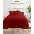 thumbnail image 2 of 28-INCH EXTRA DEEP POCKETS - 6 PC Split Head King Sheet Set for Adjustable Bed - (Extra Pillowcases) 400-Thread-Count 100% Egyptian Cotton, Soft Breathable 400TC Cotton- Burgundy, 2 of 7