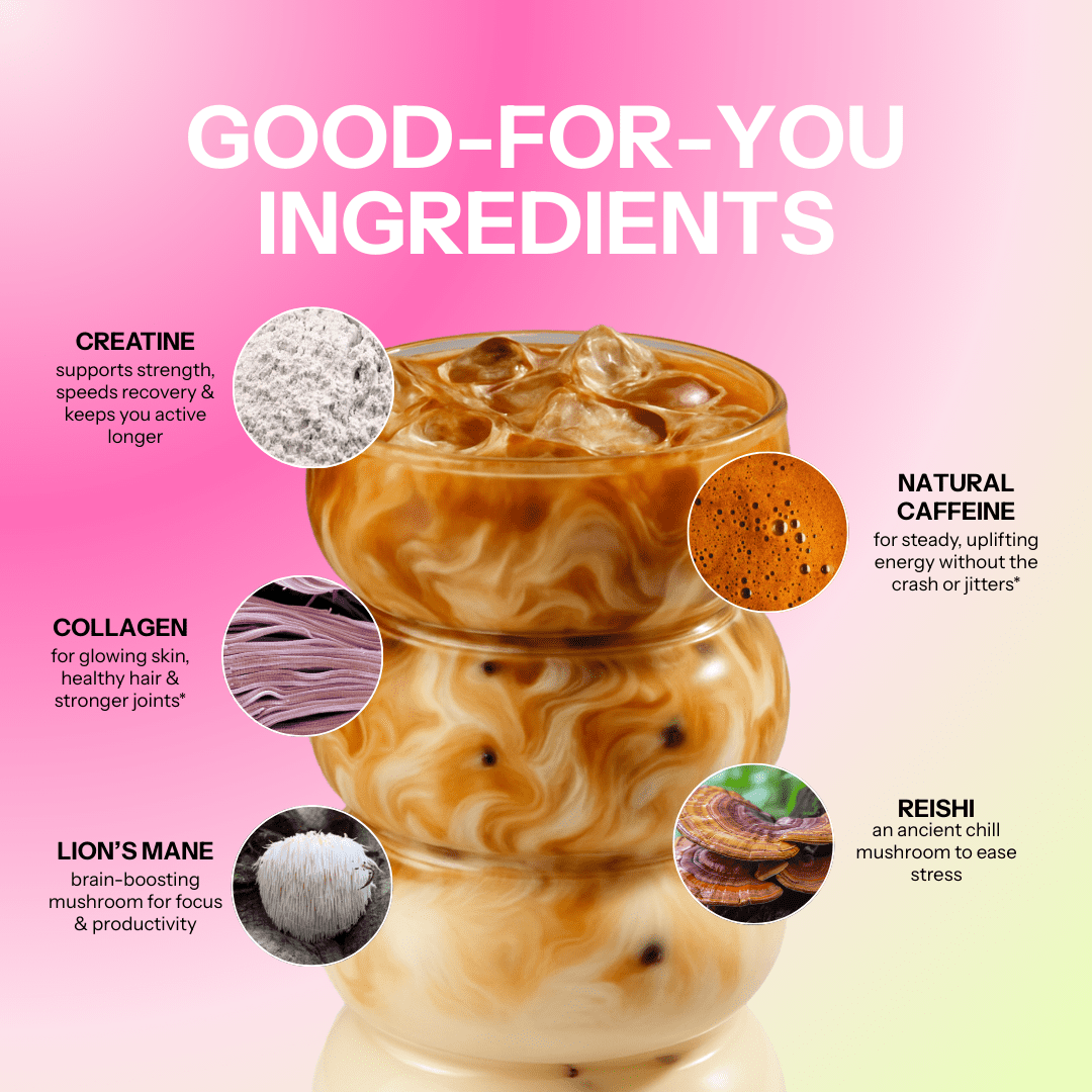 Moment Hot Girl Mushroom Coffee with Collagen Protein & Creatine – Low Acidity Instant Coffee with Chocolatey Notes, Lion’s Mane, Reishi & L-Theanine for Energy, Focus & Mental Clarity – 25 Servings