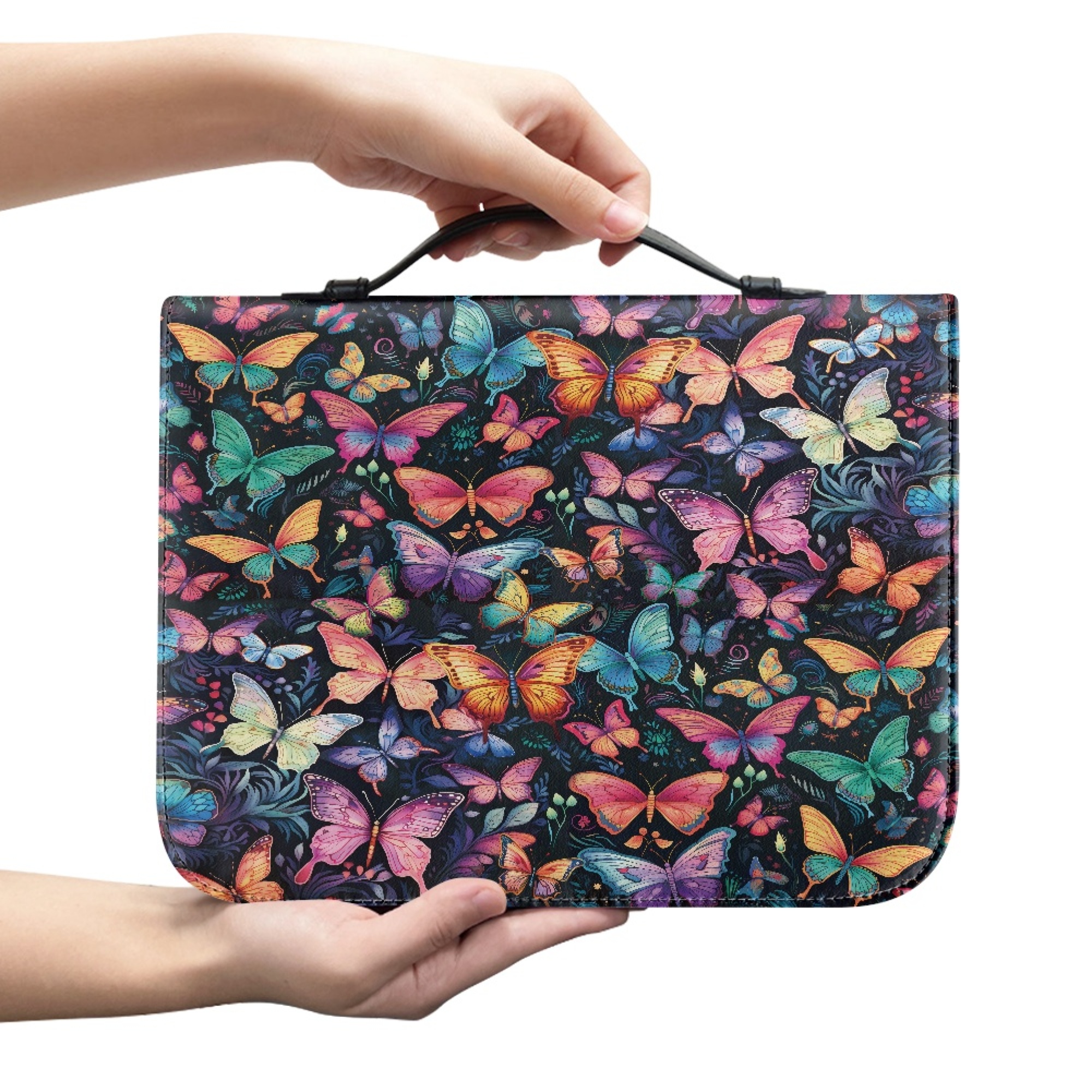 ZOCAVIA Colorful Butterfly Bible Cover Case for Women Leather Bible