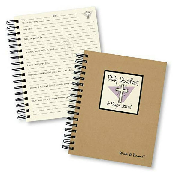 Journals Unlimited "Write it Down!" Series Guided Journal, Daily Devotions, A Prayer Journal, with a Kraft Hard Cover, Made of Recycled Materials, 7.5"x 9"