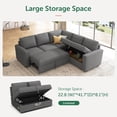 thumbnail image 5 of Marrber L-Shape Sleeper Sectional Sofa with Storage Chaise and Pull-Out Bed for Living Room and Apartment, Dark Grey, 5 of 6