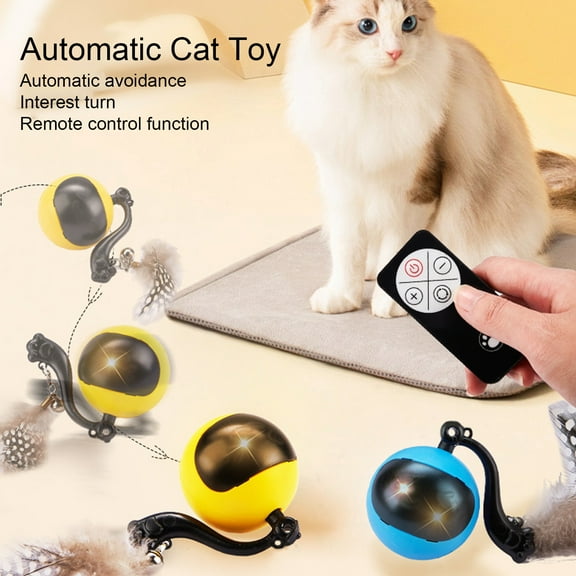 Interactive Cat Toy Rechargeable Automatic Cat Toy Ball with Remote Control Motion Activated Self Rolling Ball for Indoor Cat