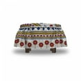thumbnail image 4 of Tribal Ottoman Cover, Mayan Folkloric Cultural, 2 Piece Slipcover Set with Ruffle Skirt for Square Round Cube Footstool Decorative Home Accent, Standard Size, Blue Pale Coffee Fuchsia, by Ambesonne, 4 of 5