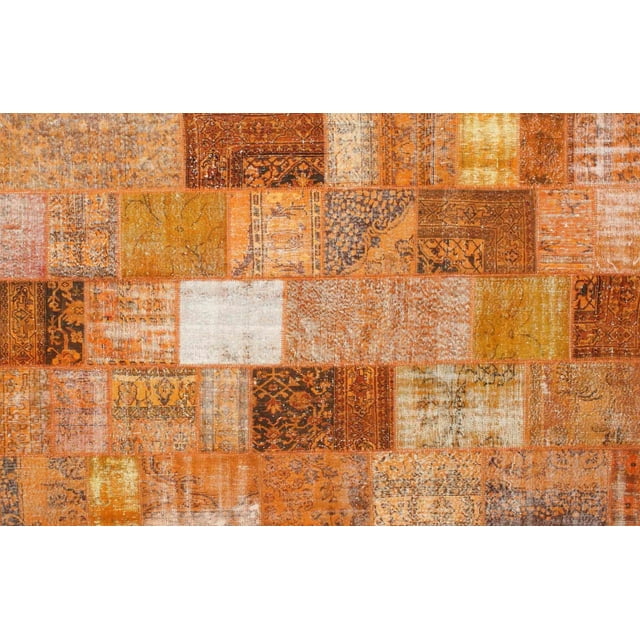 Ahgly Tapis d'Intérieur Rectangulaire Contemporain Orange Rouge Patchwork, 2 Pieds x 4 Pieds